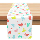 Lofaris Colorful Heart Footprints Repeat Dining Table Runner